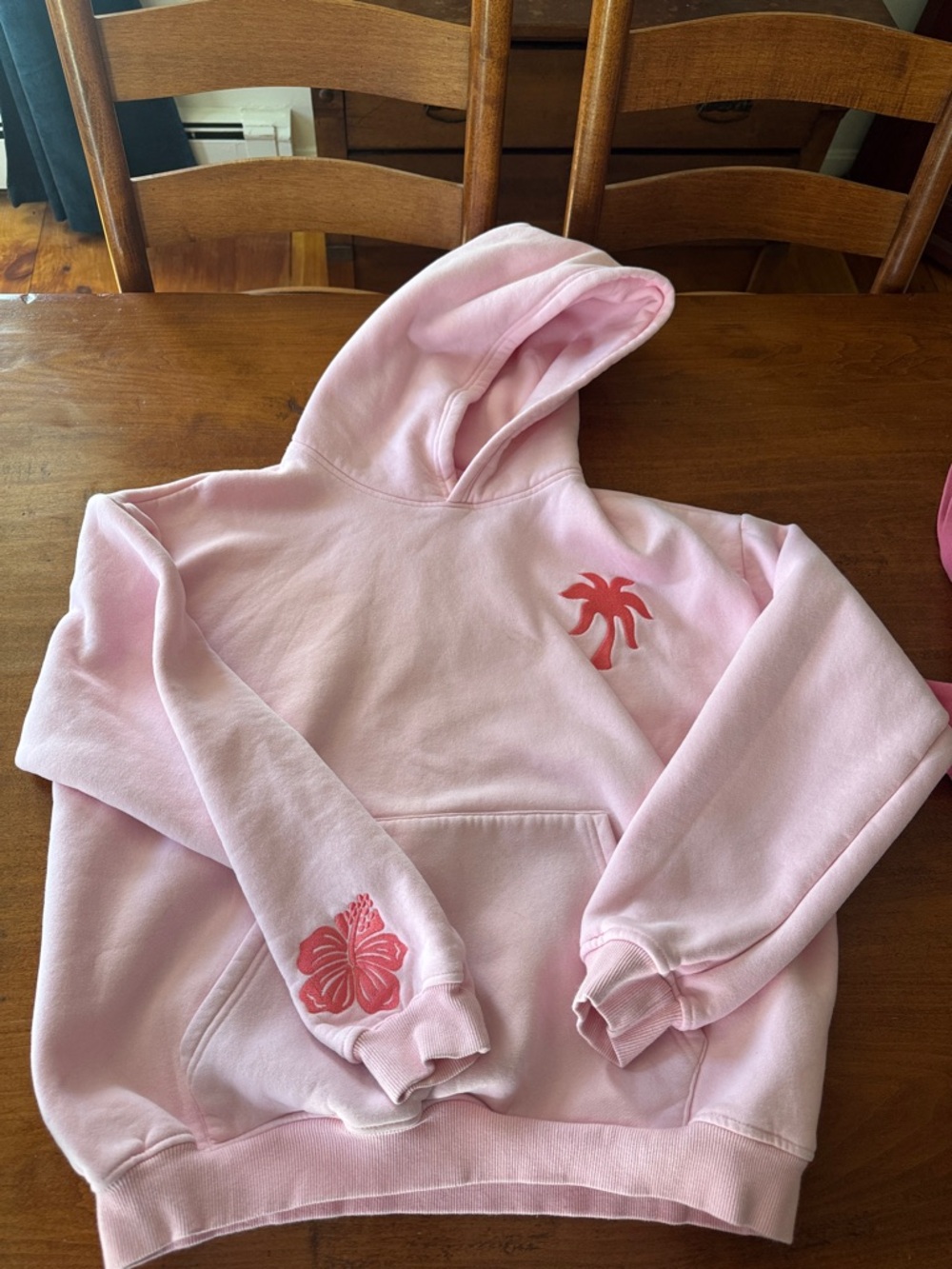PINK Palm Tree Logo Light Pink Fleece Hoodie